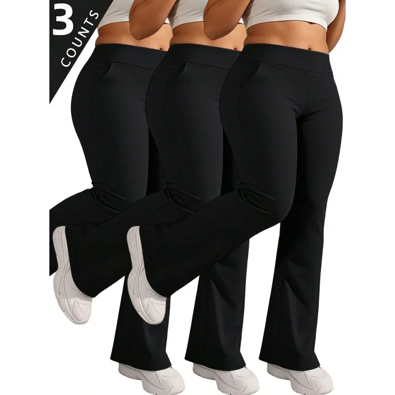 Yoga Daily Fitness - 3-Pack Women's High Waist Solid Black