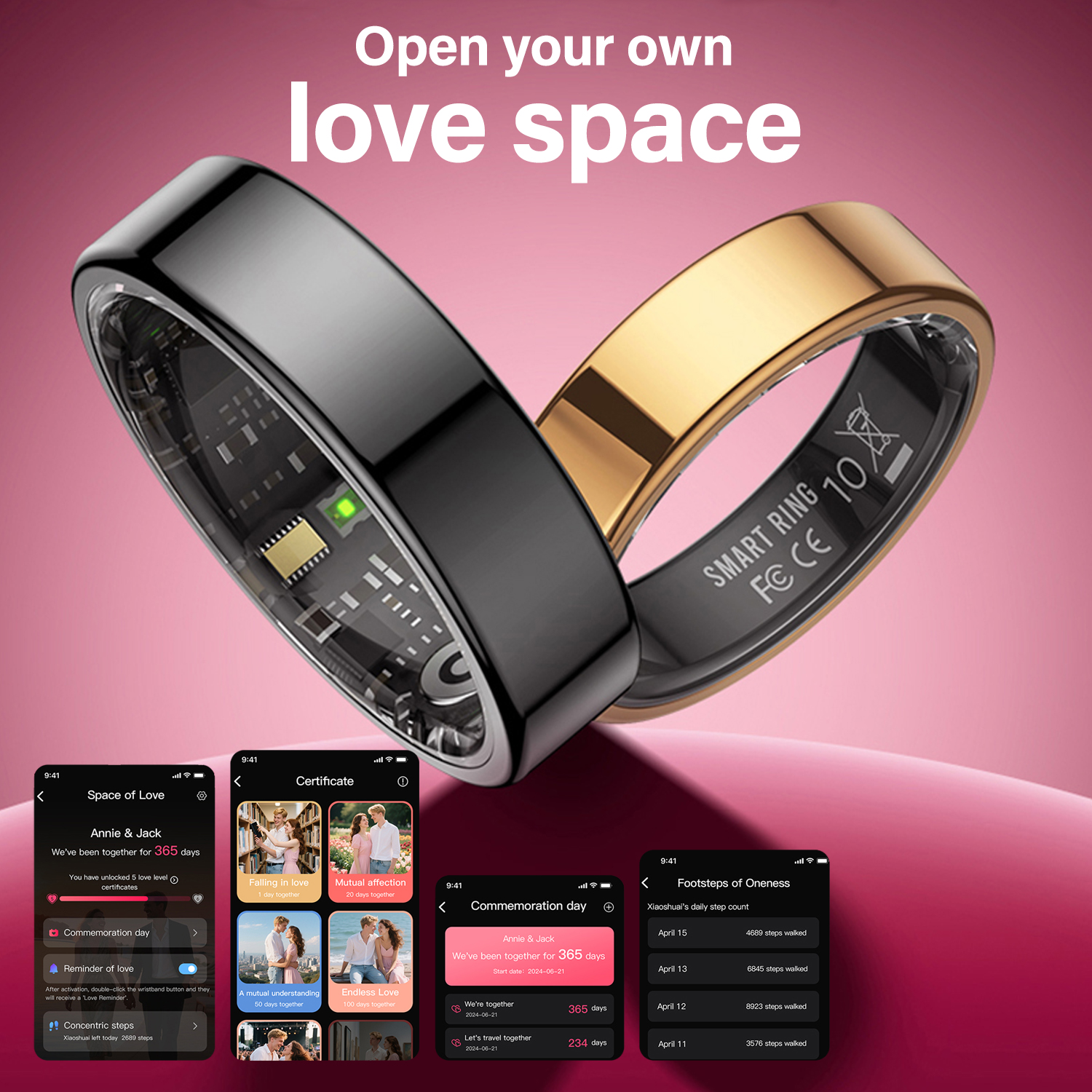 Gymnastics Rings - Smart Couple Ring Heart Rate Sleep