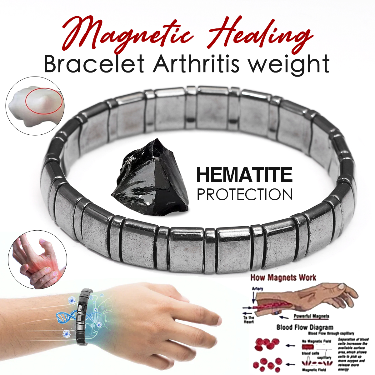 Yoga And Fitness Instructor - Energy Stone Hematite Bracelet Yoga Fitness