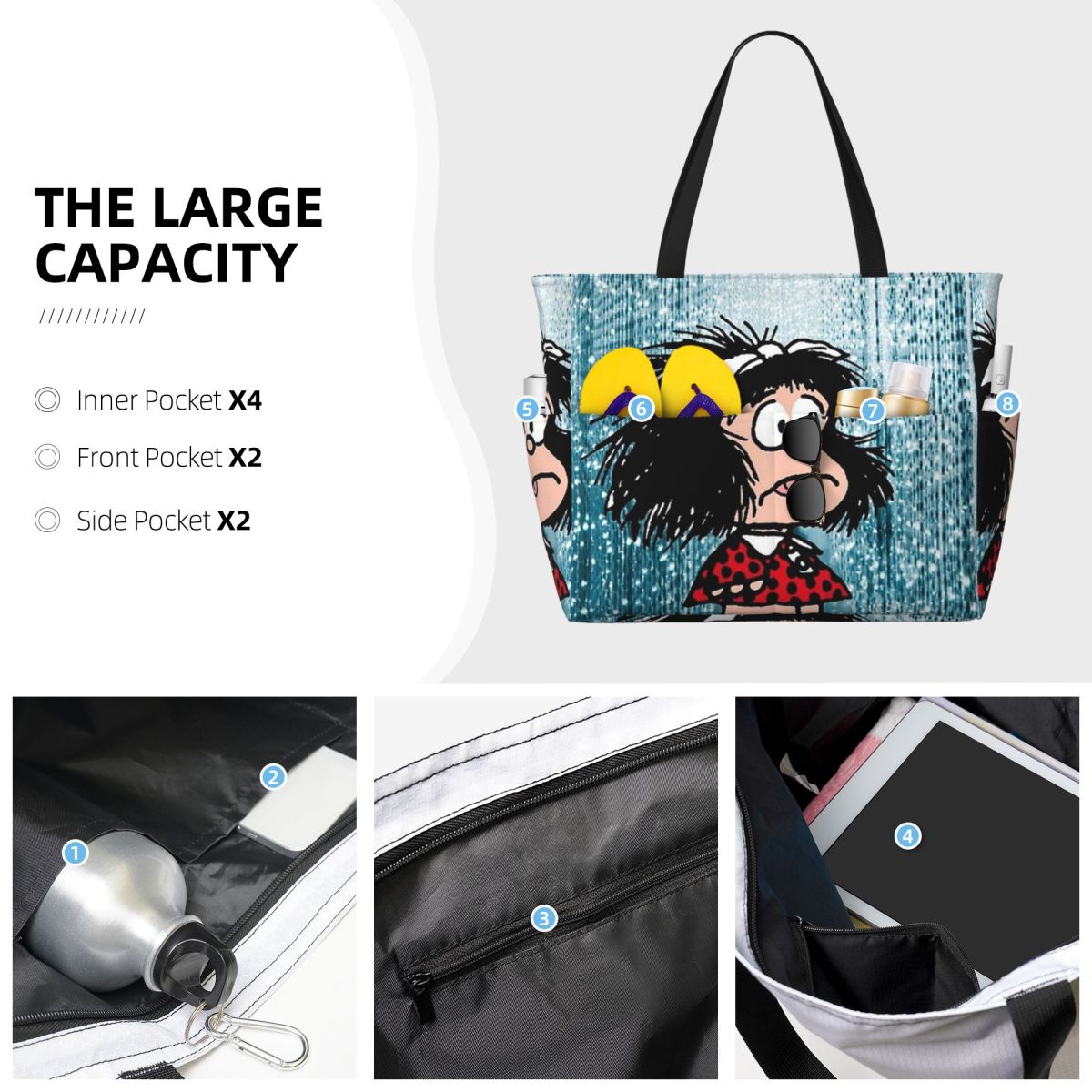 Mafalda Cute Beach Tote Bag Sp - Yoga Fitness Tote recension och pris