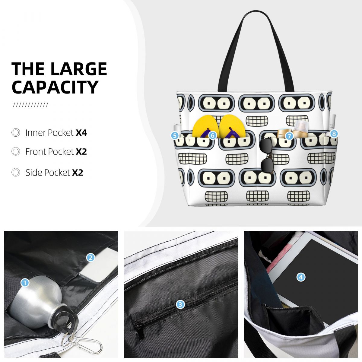 Bender's Face Beach Tote Bag S - Yoga Fitness Tote recension och pris