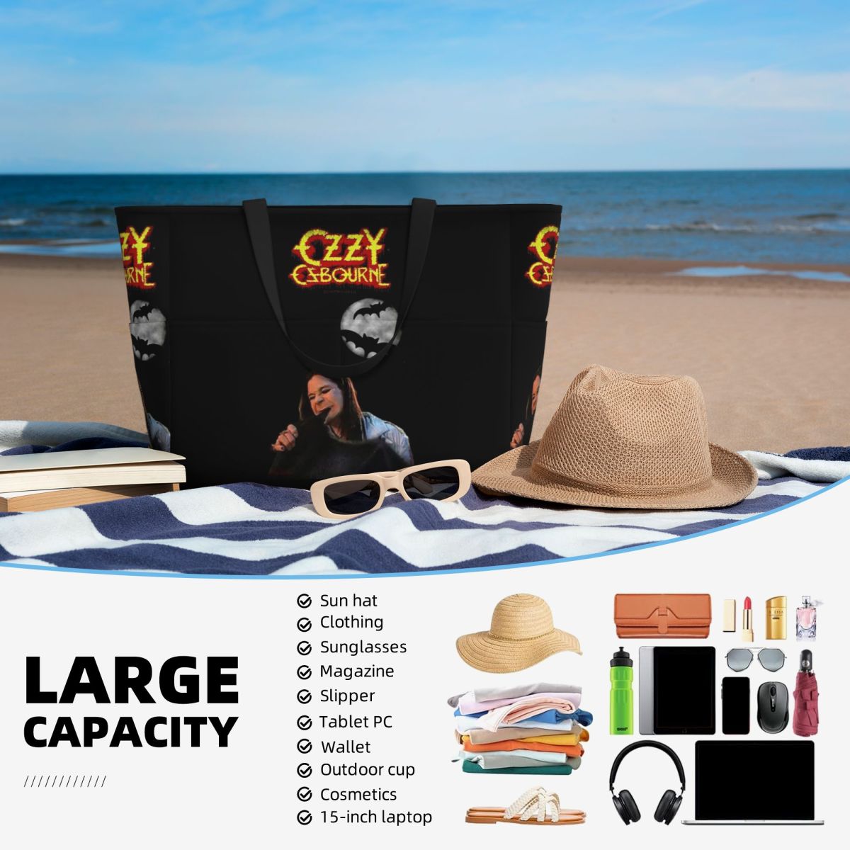 Ozzy Osbourne Merch Beach Tote - Yoga Fitness Merch recension och pris
