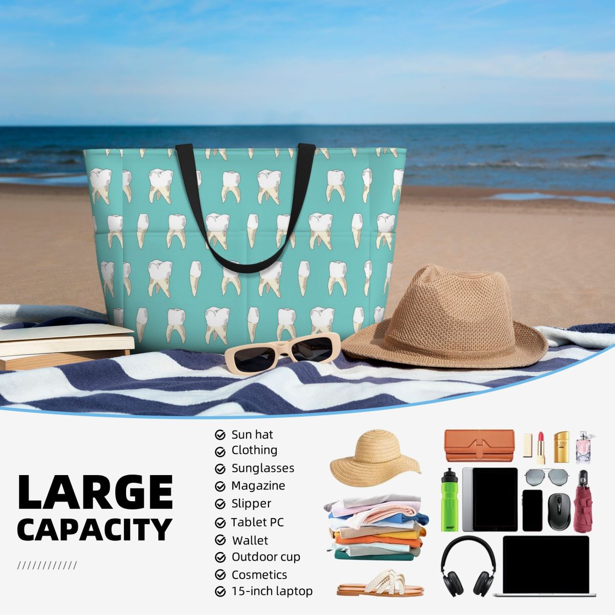 Dentist Tooth Teeth Beach Tote - Yoga Fitness Tote recension och pris