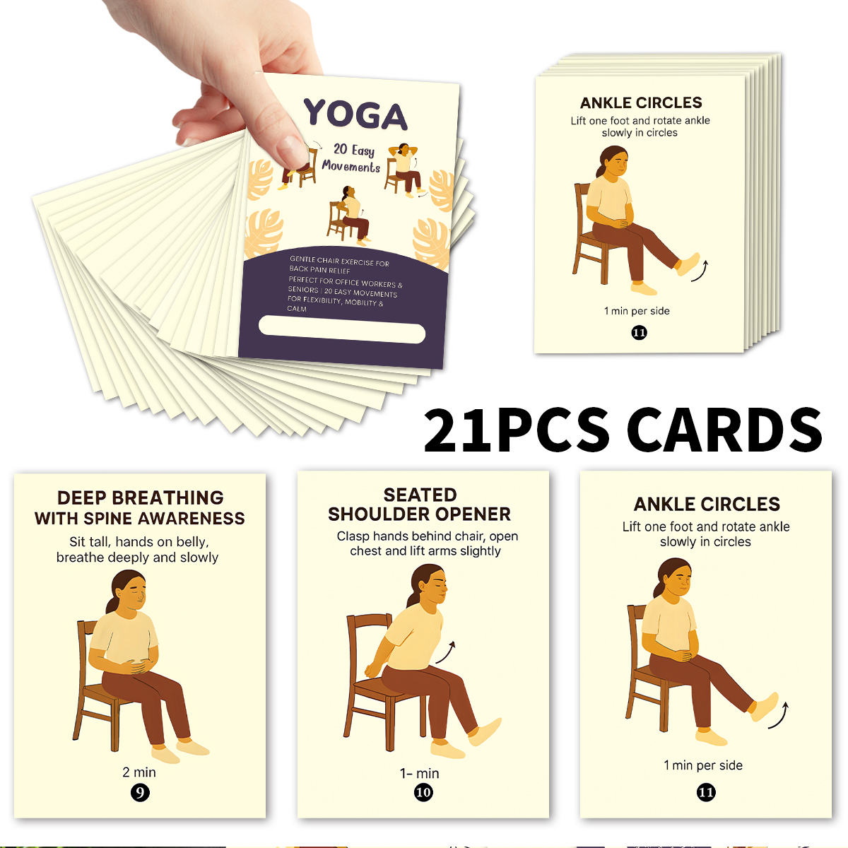 21pcs Seated Yoga Cards,Easy C - Yoga And Fitness Instructor recension och pris
