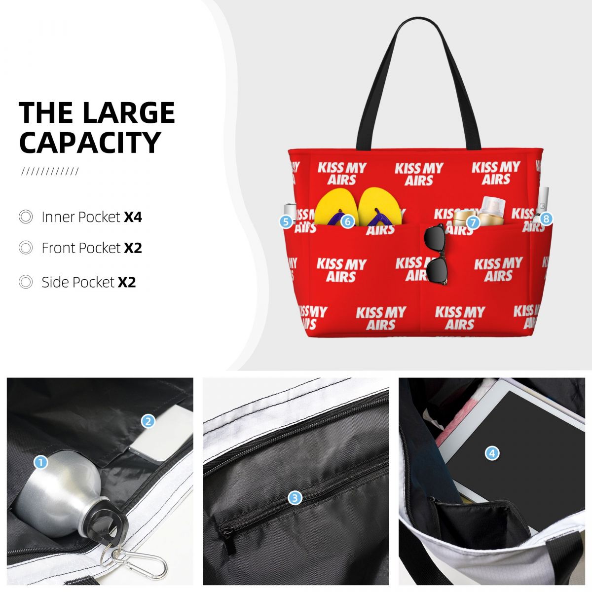 Kiss My Airs 50x80 Beach Tote  - Yoga Fitness Tote recension och pris