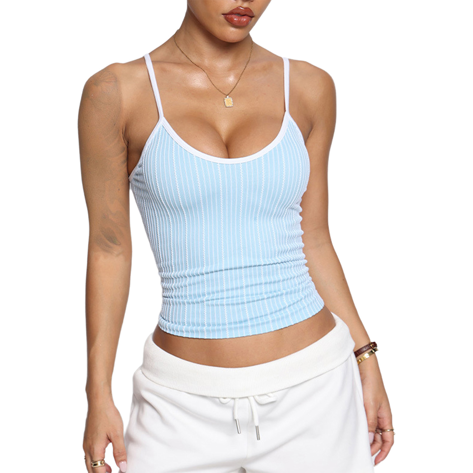 Women U Neck Striped Adjustabl - Yoga Daily Fitness recension och pris